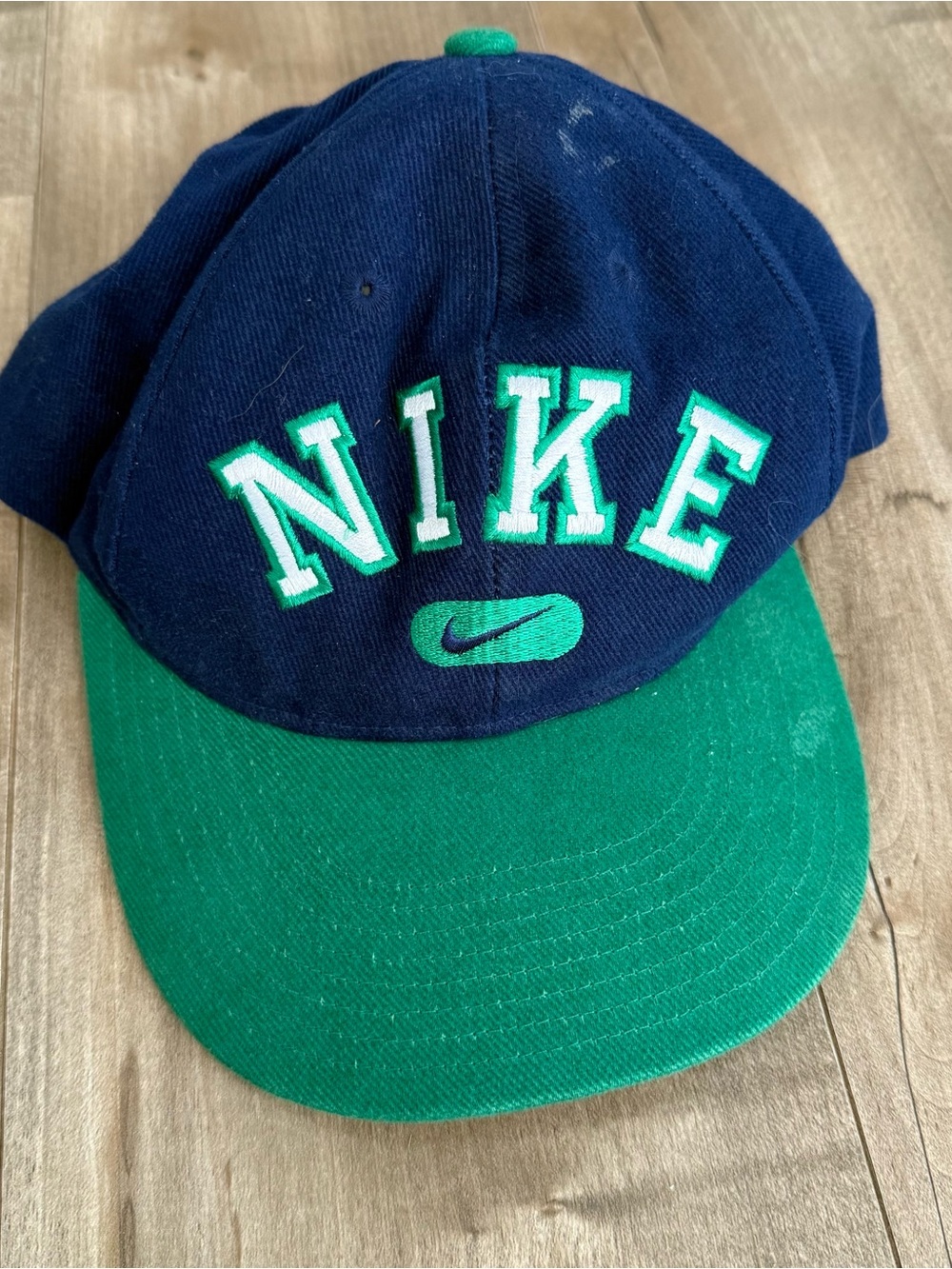 Nike Vintage 90s Arch Spell Out Hat Snapback Blue Green Y2K Block Letter READ